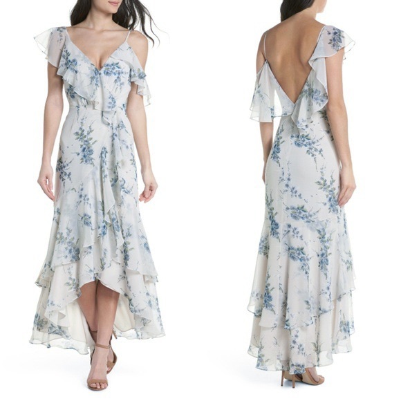 WAYF Elanor Ruffle Faux Wrap Maxi Dress - Picture 1 of 4